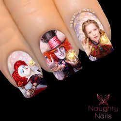 LOOKING GLASS Alice in Wonderland Full Cover Nail Water Transfer Decal Sticker Art Tattoo