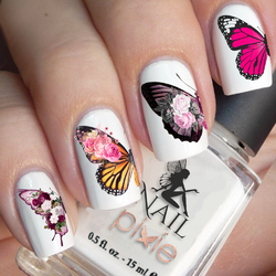 FLORAL SECRETS BUTTERFLY Wing Nail Decal Art Water Slider Sticker Transfer