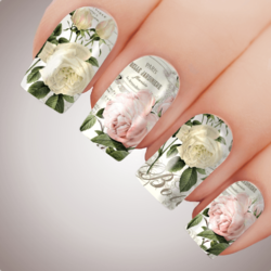 PETIT BELLE ROSETTE Floral Full Cover Nail Decal Art Water Valentines Transfer Tattoo Sticker