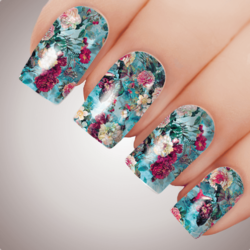 EXOTIC BELLE Floral Full Cover Nail Decal Art Water Slider Transfer