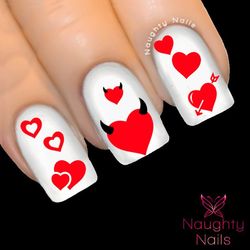 RED HEARTS LOVE Valentines Day Nail Water Transfer Decal Sticker Art Tattoo