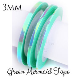 3mm MERMAID GREEN Nail Art Opal Striping Tape Line Roll Rainbow Angel Paper