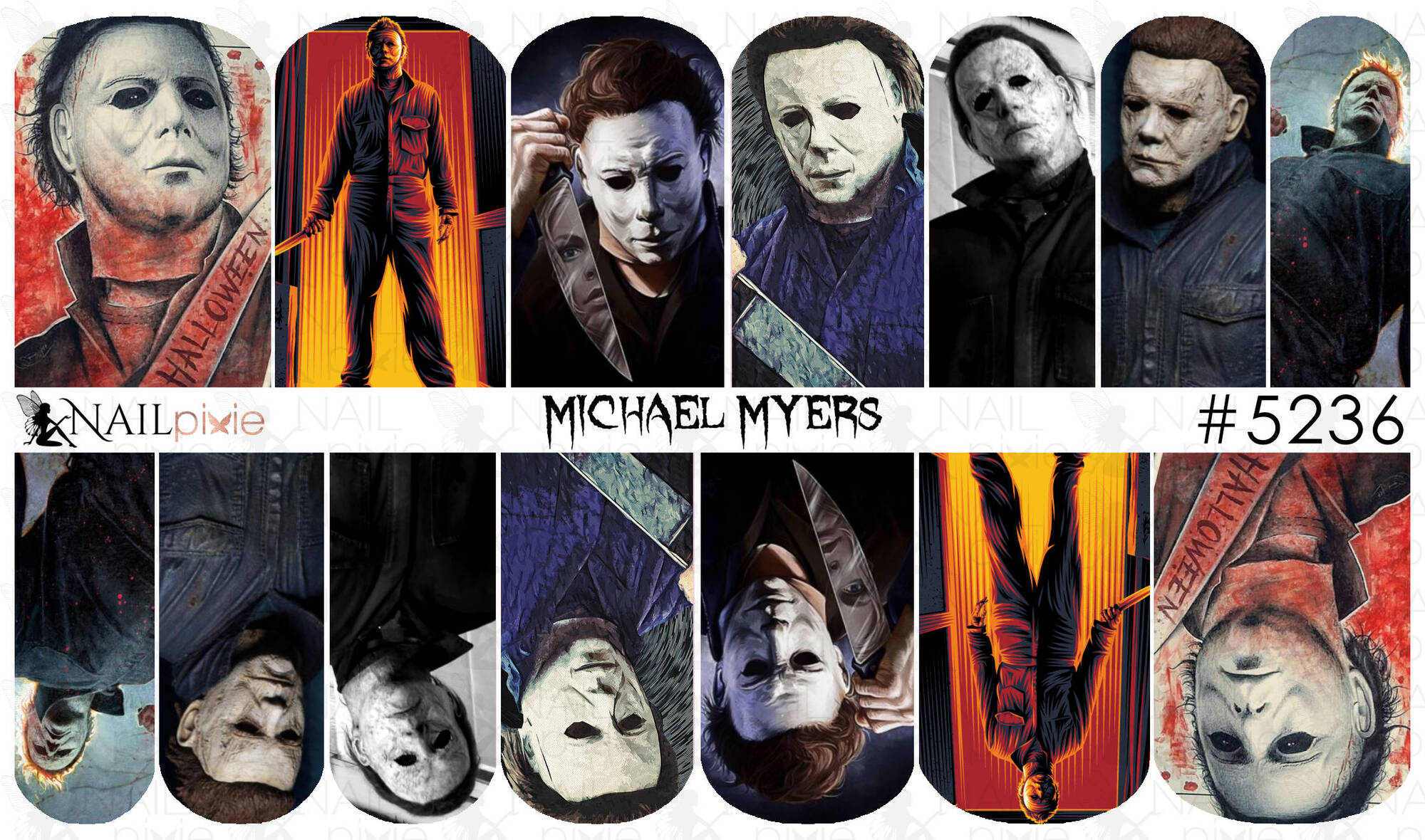 MICHAEL MYERS Halloween Full Cover Nail Decal Art Water ...