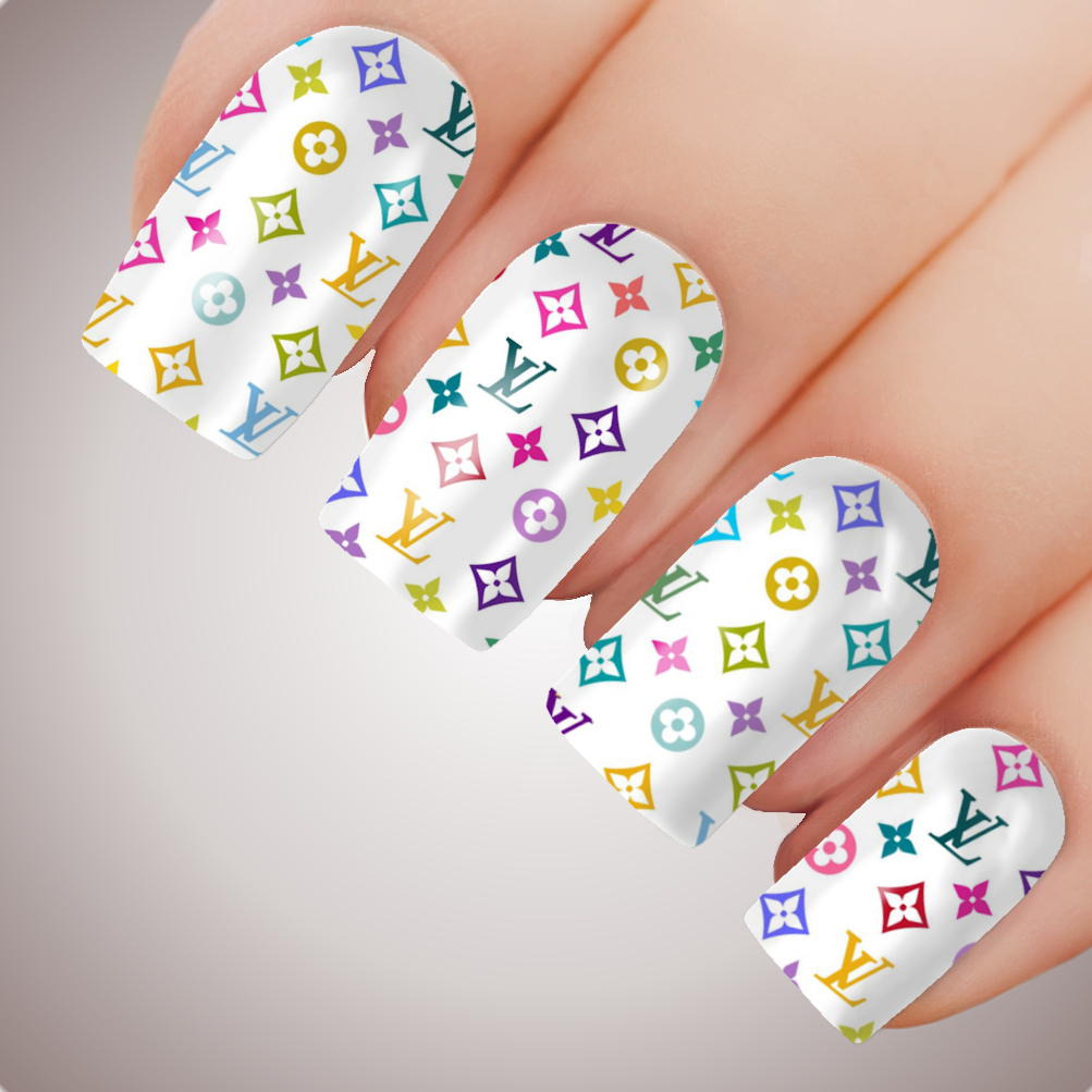 6 Sheets Multicolor LV Nail Stickers