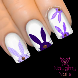 CHEEKY EASTER BUNNY PURPLES Nail Water Transfer Decal Sticker Art Tattoo