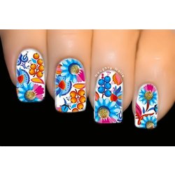 Garden of Blue Full Cover Nail Water Transfer Decal Sticker Art Tattoo