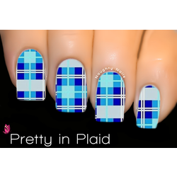 Pretty in Plaid - FULL COVER Nail Water Tattoo Transfer Decal Sticker XF1540