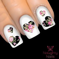 Heart in ANASTACIA FLORAL Accent Nail Water Transfer Decal Sticker Art Tattoo