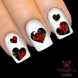 HEART in MARIANNE FLORAL Accent Nail Water Transfer Decal Sticker Art Tattoo