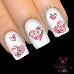 HEART in ABIGAIL FLORAL Accent Nail Water Transfer Decal Sticker Art Tattoo