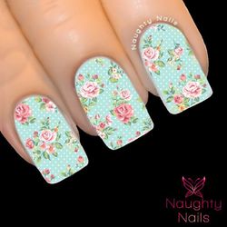 AMELIA FLORAL Accent Full Cover Nail Water Transfer Decal Sticker Art Tattoo
