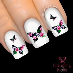 BUTTERFLY in CHRISTINA FLORAL Accent Nail Water Transfer Decal Sticker Art Tattoo