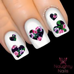 HEART in CHRISTINA FLORAL Accent Nail Water Transfer Decal Sticker Art Tattoo