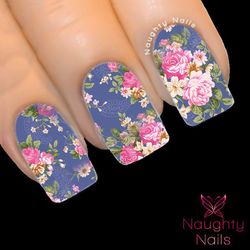 ELIZABETH FLORAL Accent Full Cover Nail Water Transfer Decal Sticker Art Tattoo
