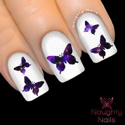 BUTTERFLY in CELESTIAL GALAXY Accent Nail Water Transfer Decal Sticker Art Tattoo