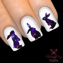 BUNNY in CELESTIAL GALAXY Accent Nail Water Transfer Decal Sticker Art Tattoo