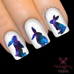 BUNNY in COSMOS GALAXY Accent Nail Water Transfer Decal Sticker Art Tattoo