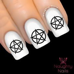 Onyx PENTACLE Wicca Witchcraft Nail Water Transfer Decal Sticker Art Tattoo Pentagram