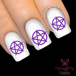 Purple PENTACLE Wicca Witchcraft Nail Water Transfer Decal Sticker Art Tattoo Pentagram