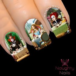 TEA PARTY Alice in Wonderland Full Cover Nail Water Transfer Decal Sticker Art Tattoo