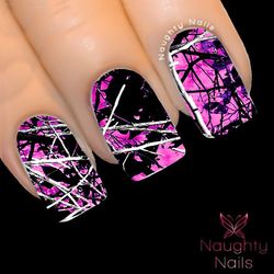 Pink Camouflage Full Cover Nail Water Transfer Decal Sticker Art Tattoo