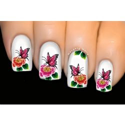 KISS FROM A ROSE Butterfly Nail Water Transfer Decal Sticker Art Tattoo