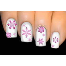 Pink Snowflake Christmas Nail Decal Xmas Water Transfer Sticker Tattoo