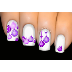 Purple Baubles Christmas Nail Decal Xmas Water Transfer Sticker Tattoo