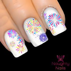 Fireworks NEW YEAR Party Nail Water Transfer Decal Sticker Xmas