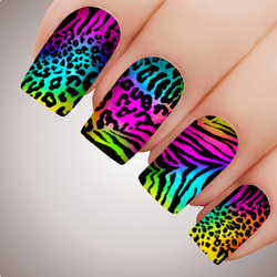 ANIMAL INSTINCTS Rainbow Full Cover Nail Decal Art Water Slider Sticker