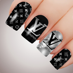 LV SILVER ROYALTY Luxe Full Cover Nail Decal Water Sticker Slider Art