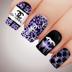 CC PURPLE LEOPARD Luxe Full Cover Nail Decal Water Sticker Slider Art