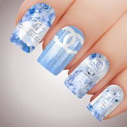 CC DESIGNER BLUE Perfume Luxe Full Cover Nail Decal Water Sticker Slider Art
