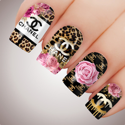 CC FLORAL LEOPARD Pink Luxe Full Cover Nail Decal Water Sticker Slider Art