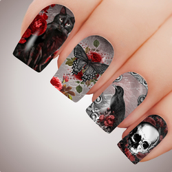 Blood Red GOTHIC FANTASY Full Cover Halloween Nail Decal Art Water Slider Sticker