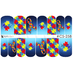 AUTISM AWARENESS Full Cover Nail Decal Art Water Slider Sticker