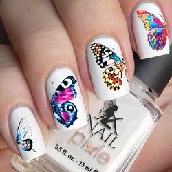 PAINTED BUTTERFLY Wing Nail Decal Art Water Slider Sticker Transfer
