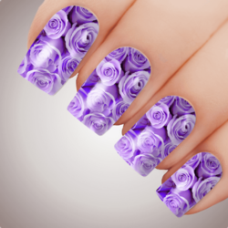 BED Of LILAC ROSES - Floral Full Cover Nail Decal Art Water Slider Transfer Tattoo Sticker