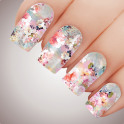 TRANQUIL FLOWER Floral Full Cover Nail Decal Art Water Slider Transfer Tattoo Sticker