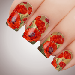 ANTIQUE POPPY Anzac Rememberance Day Nail Decal Art Water Slider Transfer