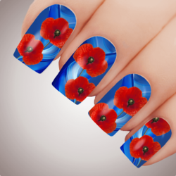 ETHEREAL POPPY Anzac Rememberance Day Nail Decal Art Water Slider Transfer