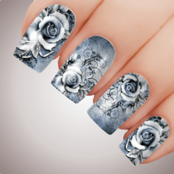 SHADOW VIXEN ROSE Floral Full Cover Nail Decal Art Water Slider Transfer Tattoo Sticker