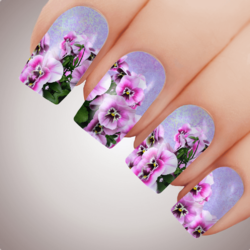 CHARMING PANSY Floral Full Cover Nail Decal Art Water Slider Transfer