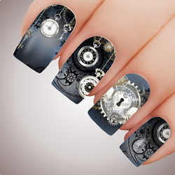 SHADOW CLOCKWORK CITY Steampunk Full Cover Nail Decal Art Water Slider Transfer