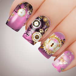 CANDY CLOCKWORK CITY Steampunk Full Cover Nail Decal Art Water Slider Transfer