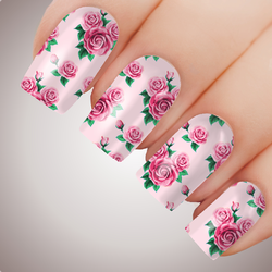 Sweet Pink Rose - ULTIMATE COLLECTION - Full Nail Decal Water Valentines Transfer Tattoo