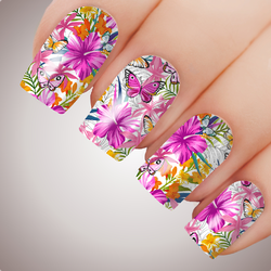 Tropical Hibiscus - ULTIMATE COLLECTION - Full Nail Decal Water Transfer Tattoo 