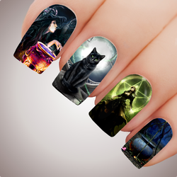 WITCHCRAFT - Halloween Witch Pagan Full Nail Art Decal Water Transfer Tattoo