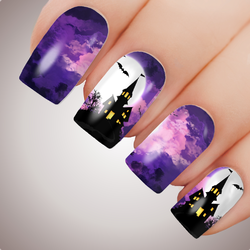 MYSTIC HAUNTED MANSION - Halloween Witch Full Nail Art Decal Water Transfer Tattoo