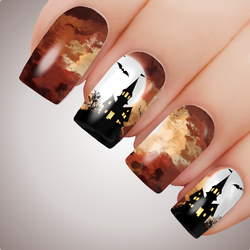FORBIDDEN HAUNTED MANSION - Halloween Witch Full Nail Art Decal Water Transfer Tattoo